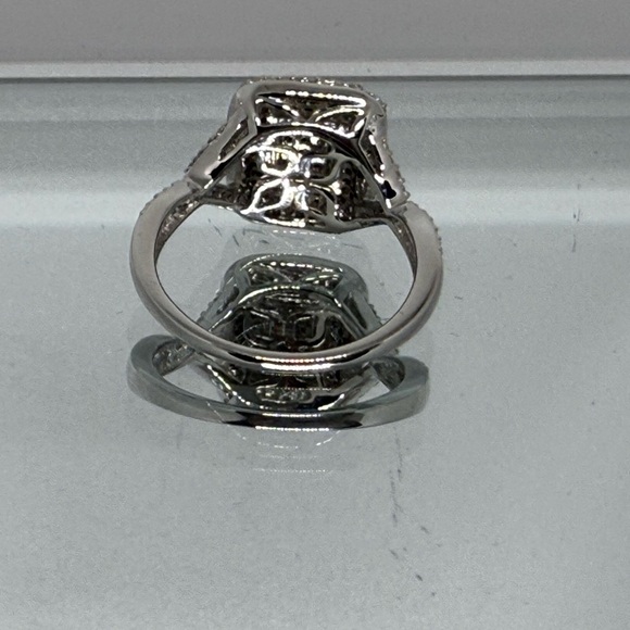 9.25 Sterling Silver Natural Diamond Ring with Geometric Design - Picture 2 of 7